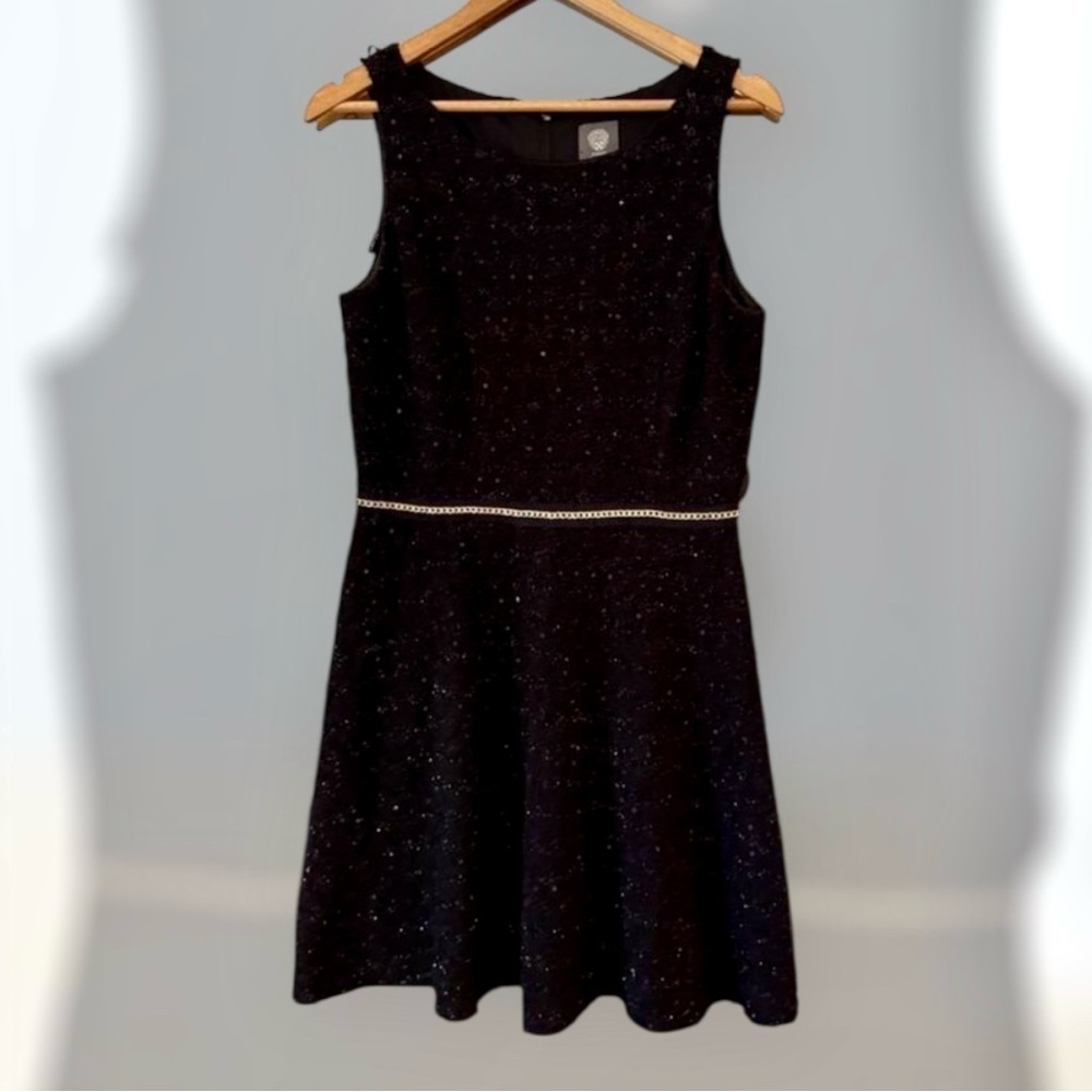 Vince Camuto Black Tweed Fit and Flare Dress Size 10